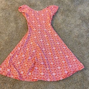 Printed Coral Short Sleeve Dress